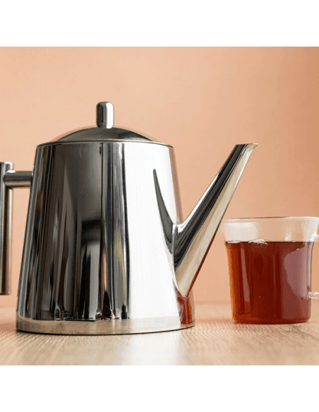 La Cafetière Jug with Infuser – 1.5 Liters Stainless Steel Teapot for Loose Leaf Tea and Herbal Infusions, Silver - Hilstor