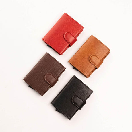 Leather Wallet 40-25 with RFID/NFC Blocking – Handmade in Europe, Natural Leather, Aluminum Card Holder, 2-Year Warranty - Hilstor