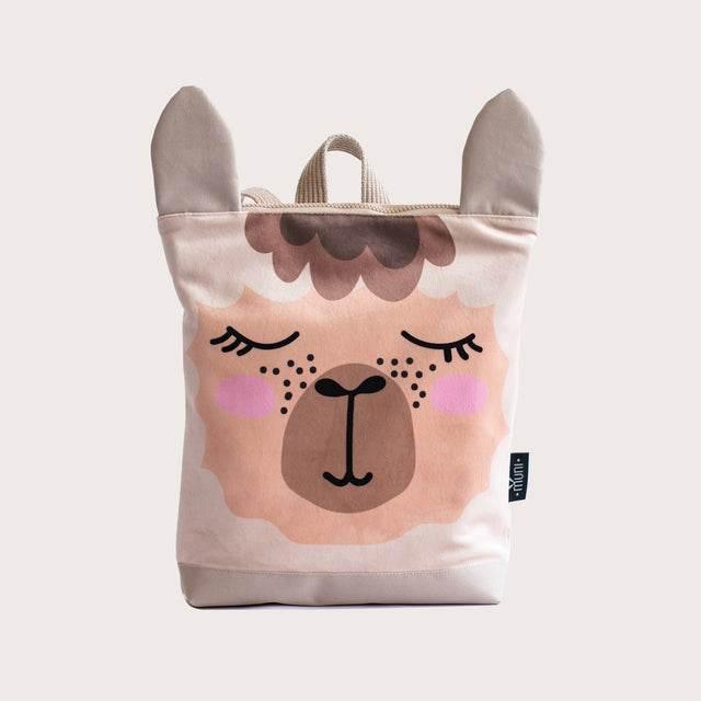 Adorable Llama Kids Backpack by Muni - Velvet Fabric, Waterproof Base, Perfect for Little Adventurers, Made in Europe - Hilstor