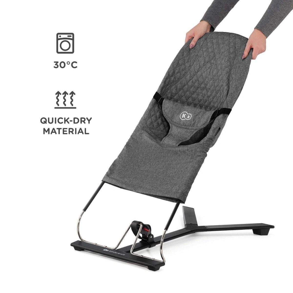 Baby Bouncer MIMI – Grey, Adjustable Backrest, Lightweight, Minimalist Design, for Babies Up to 9 kg, Designed in Europe - Hilstor