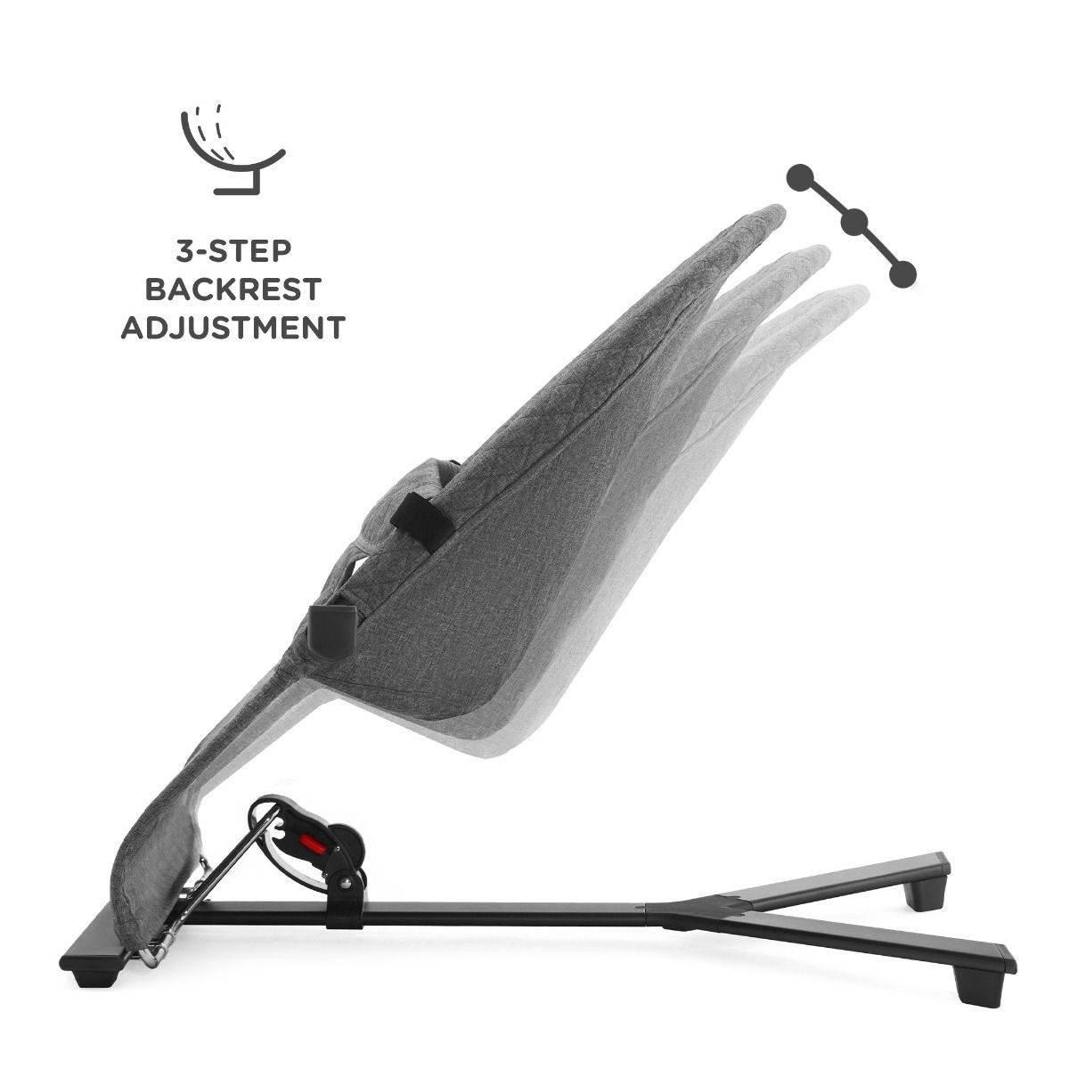 Baby Bouncer MIMI – Grey, Adjustable Backrest, Lightweight, Minimalist Design, for Babies Up to 9 kg, Designed in Europe - Hilstor
