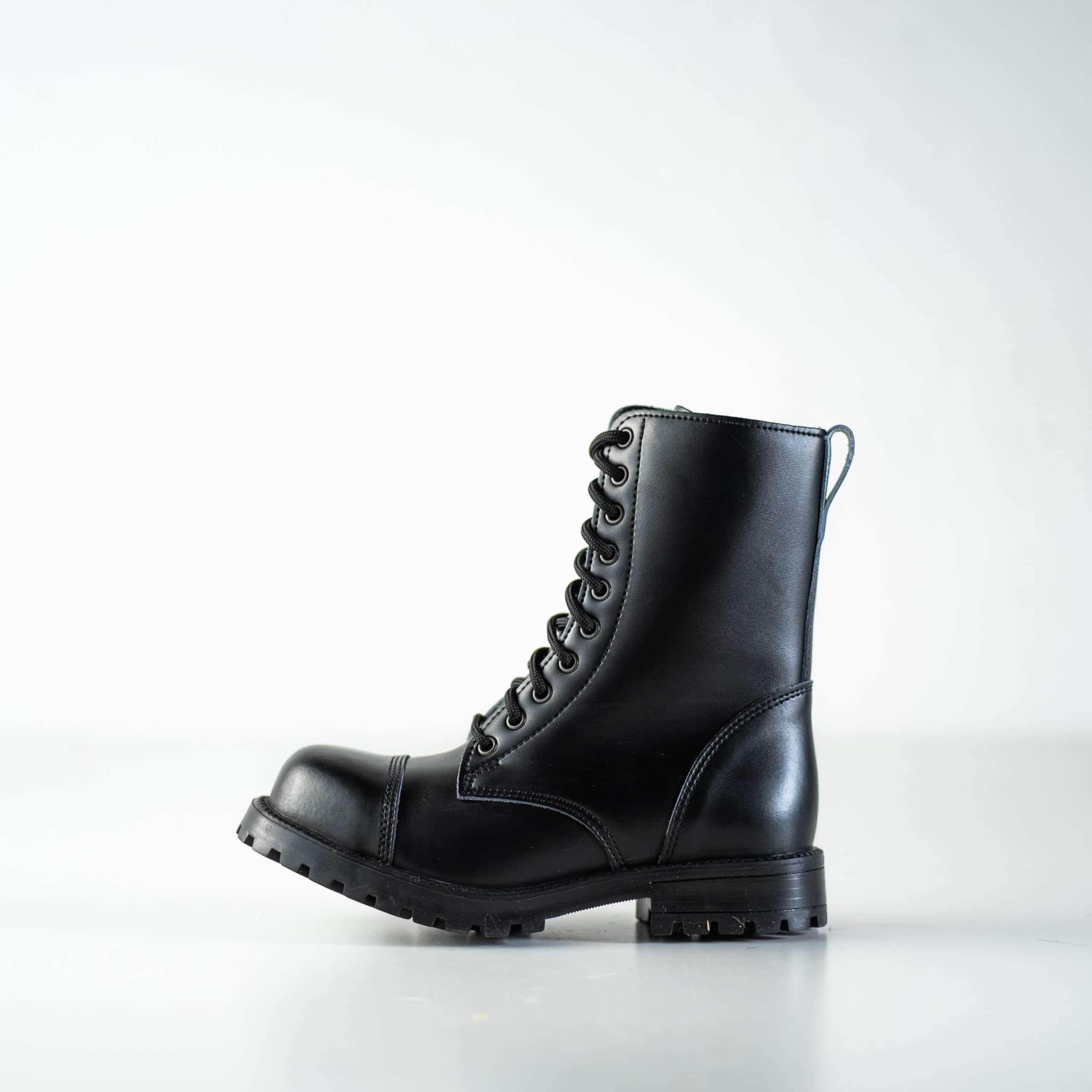 Black Punk-Style Boots – Water-Repellent Leather Unisex Boots, Made in Europe by Samelin - Hilstor