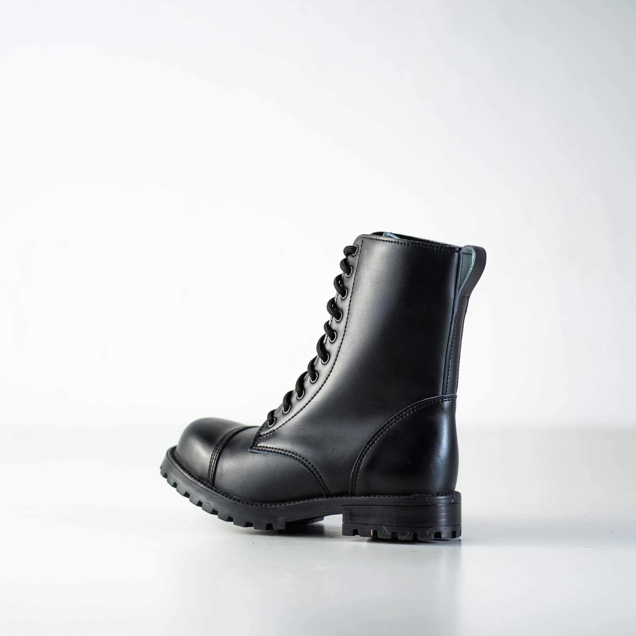 Black Punk-Style Boots – Water-Repellent Leather Unisex Boots, Made in Europe by Samelin - Hilstor