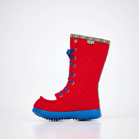 Felt Boots – Red, Made in Europe, Warm & Breathable Wool, Non-Slip Soles, Ideal for Cold Weather - Hilstor