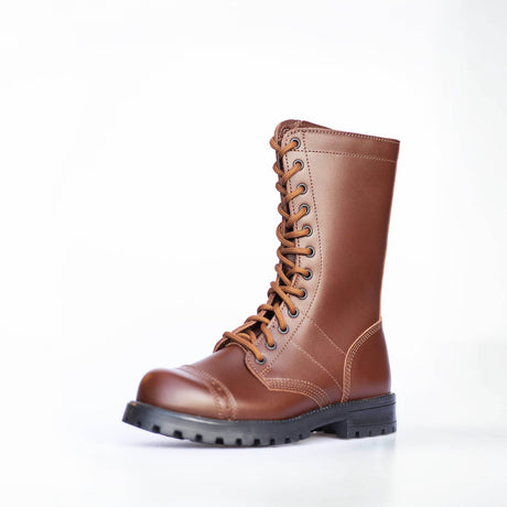 High Aviator Boots – Brown, Water-Repellent Leather Unisex Boots, Made in Europe by Samelin - Hilstor