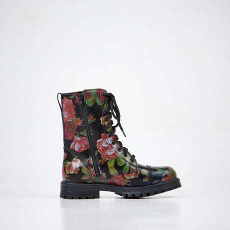 Red Roses Leather Boots with Zipper – Water-Repellent, Made in Europe | All-Season, NATO Standard - Hilstor