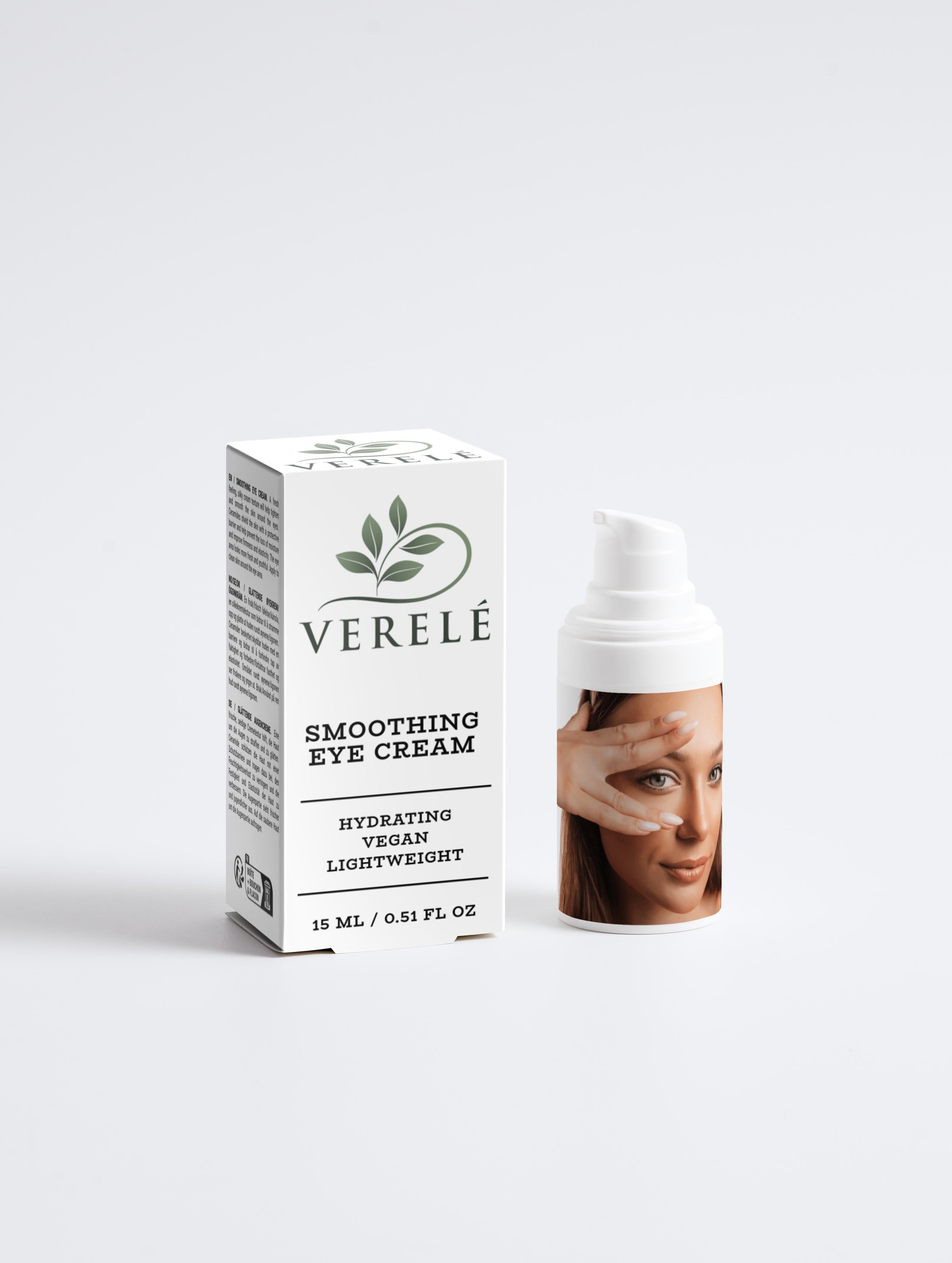 Smoothing Eye Cream with Ceramides & Hyaluronic Acid – Anti-Ageing & Hydrating Formula – COSMOS NATURAL Certified, Made in Europe by Verelé, 15 ml / 0.51 fl oz